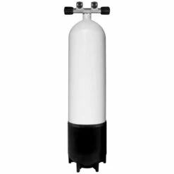 BTS Steel Scuba Tank 12L Short 230 Bar Twin Valves 2 Fixed Outlets