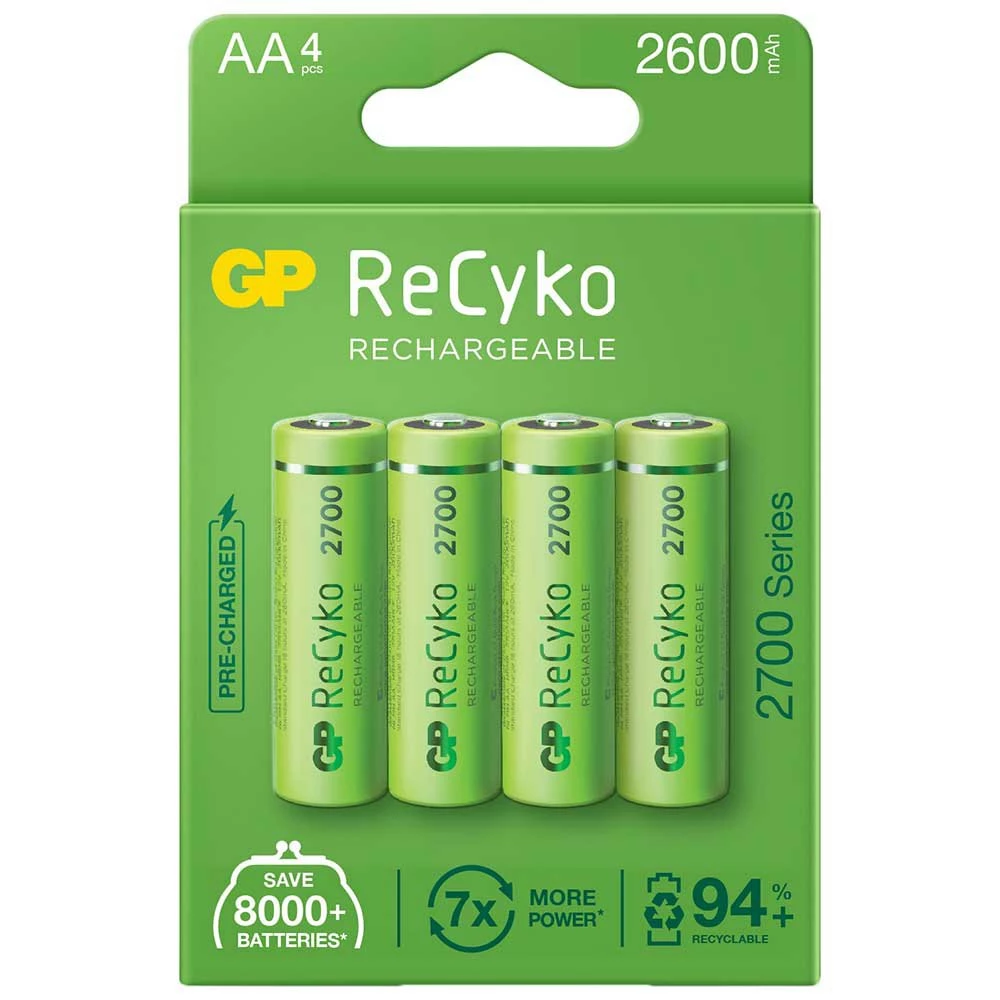 GP BATTERIES ReCyko LR06 2600mAh AA Rechargeable Batteries 4 Units 1 GP BATTERIES ReCyko LR06 2600mAh AA Rechargeable Batteries 4 Units